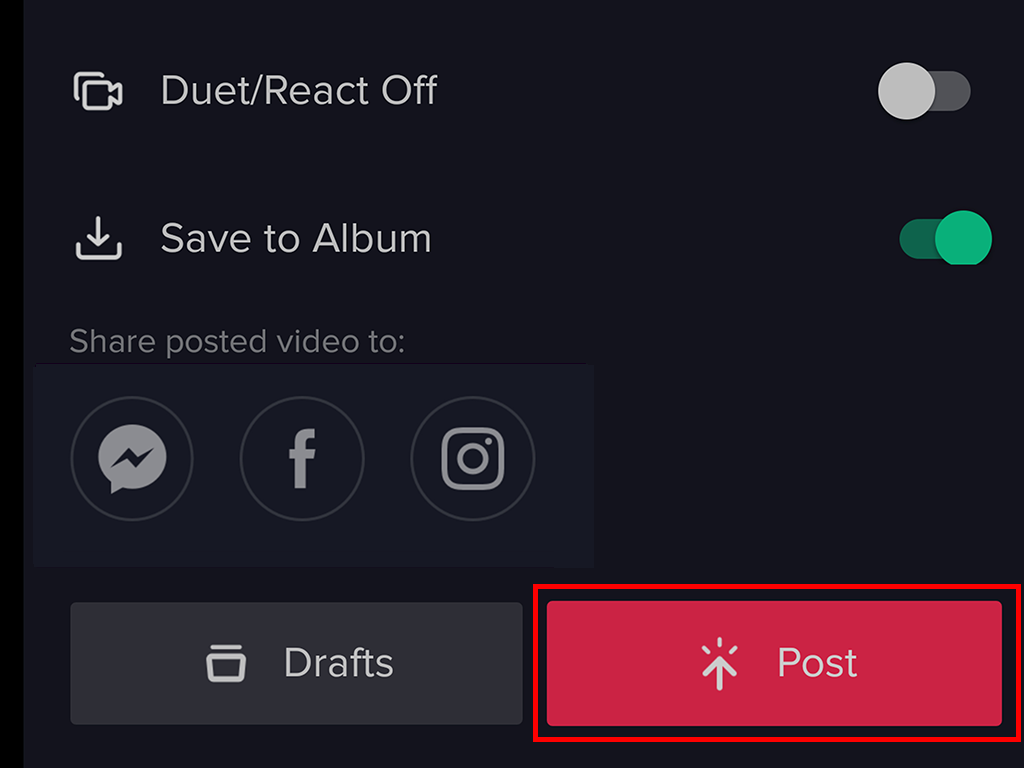 tiktok post button