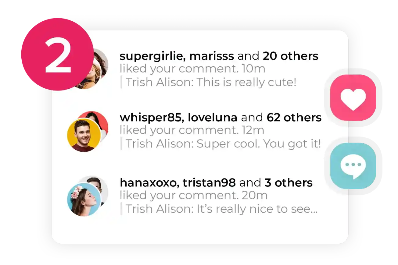 TikTok notifications displaying likes on a comment