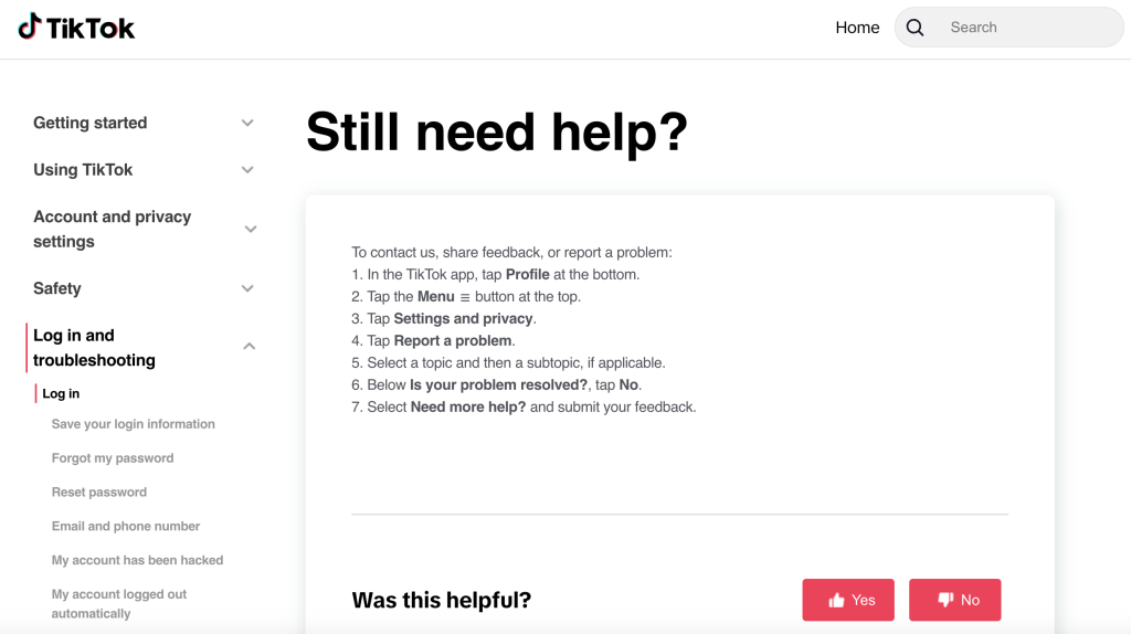contact support tiktok live