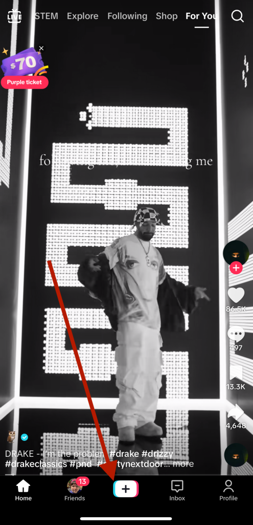 create button on tiktok