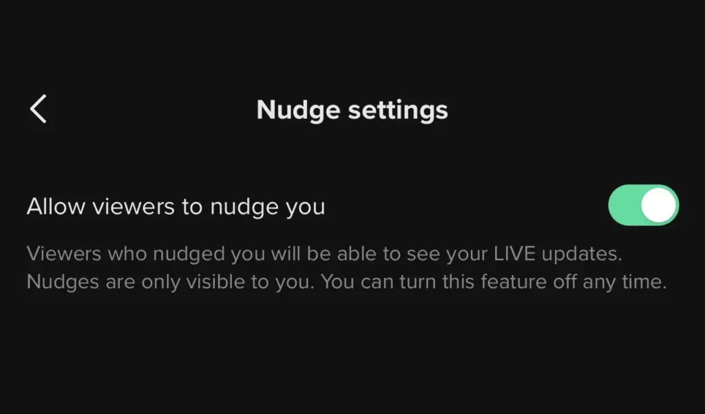 disable nudge on tiktok