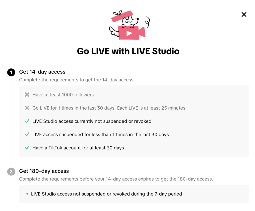 tiktok live studio requirements