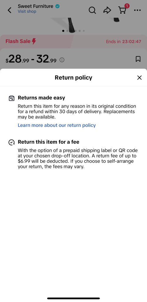 tiktok shop return policy 