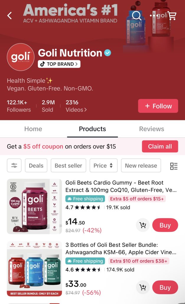 tiktok shop verified brand